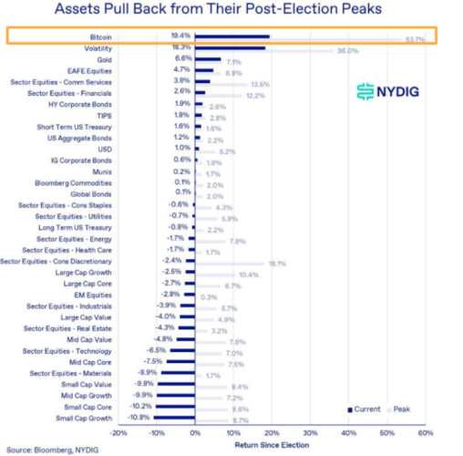 Despite correction, Bitcoin leads global market after Trump election image 0