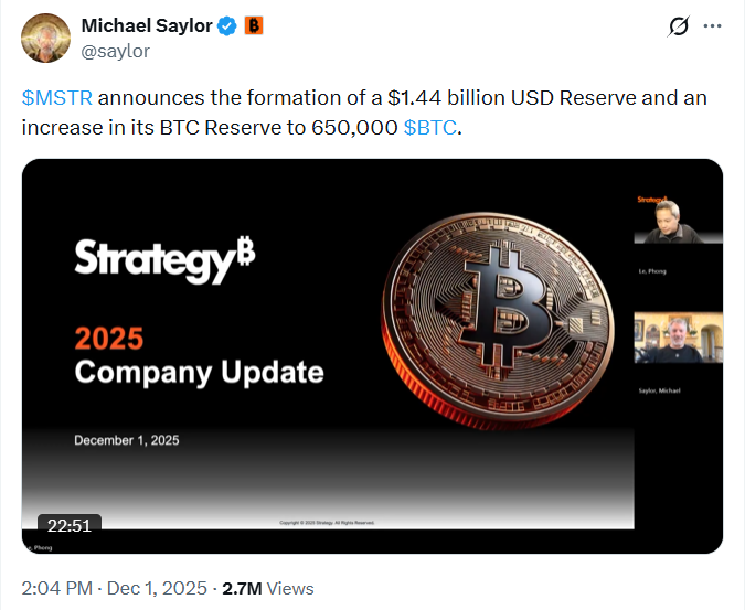 Michael Saylor Construyó una Fortaleza Bitcoin Inatacable, Samson Mow en MicroStrategy Reserva de Dólares image 1