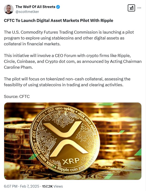 CFTC Launches Ripple-Based Pilot to Test Digital Assets as Collateral in Markets image 0