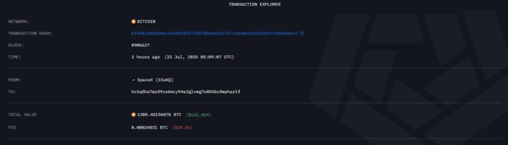 Elon Musk se prepara para vender Bitcoin: SpaceX mueve 152 millones en BTC image 1