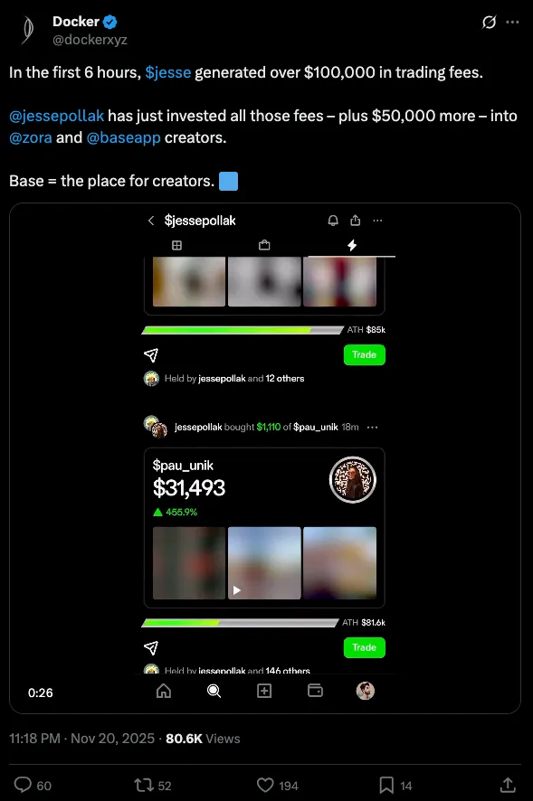 你可能误解了$JESSE，这是给 Base 链带收入的一种尝试 image 1
