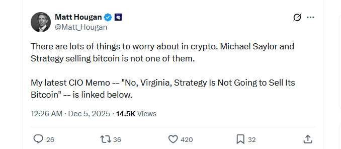 Strategy muss keine Bitcoin verkaufen – Bitwise CIO image 0