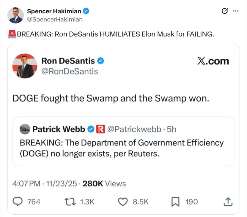 马斯克的「悲哀」！报道称：协议还有八个月，但 DOGE「已不存在」 image 0