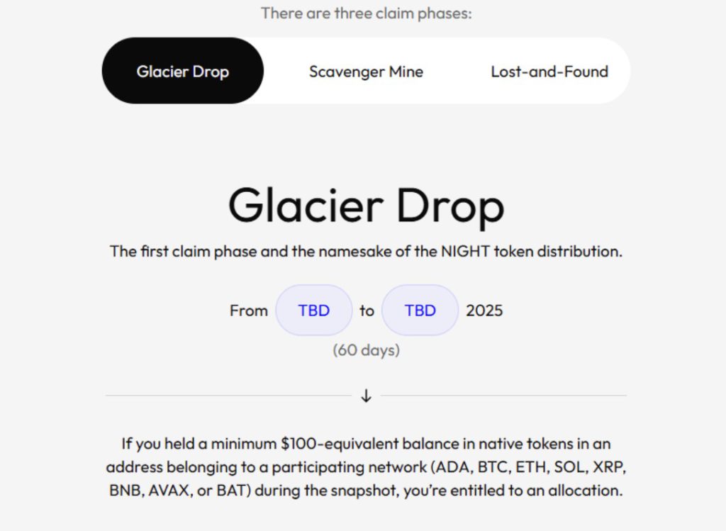 Panduan Klaim Token NIGHT Gratis di Midnight Glacier Drop! image 0
