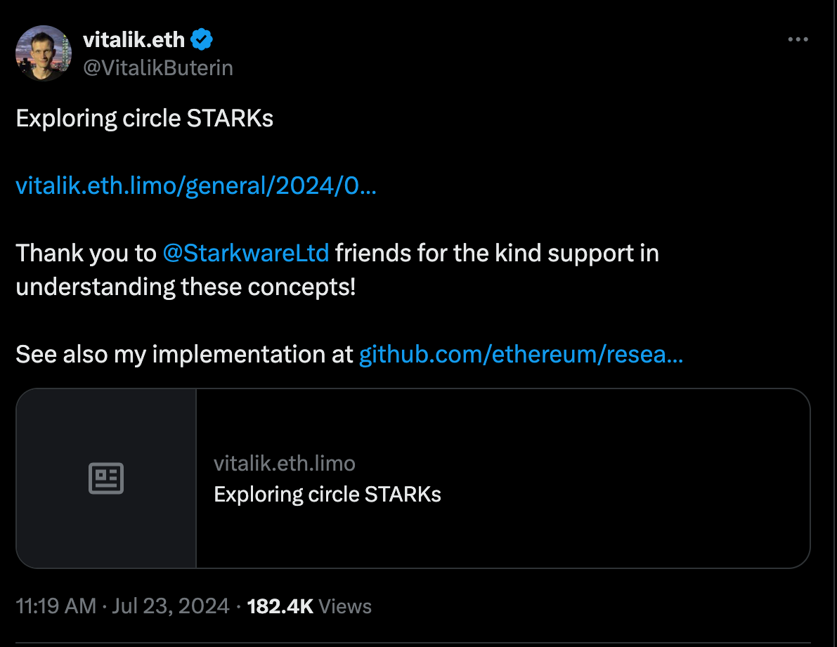 Everything to know about Vitalik Buterin’s Circle STARKS image 0