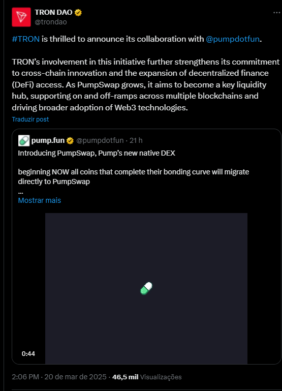 TRON y Pump.fun anuncian una alianza inédita image 1