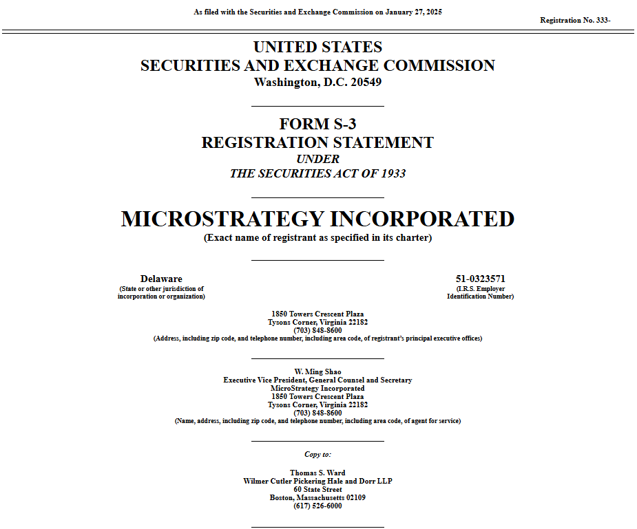 MicroStrategy Mengajukan Formulir S-3 untuk Meningkatkan Portofolio Bitcoin image 0