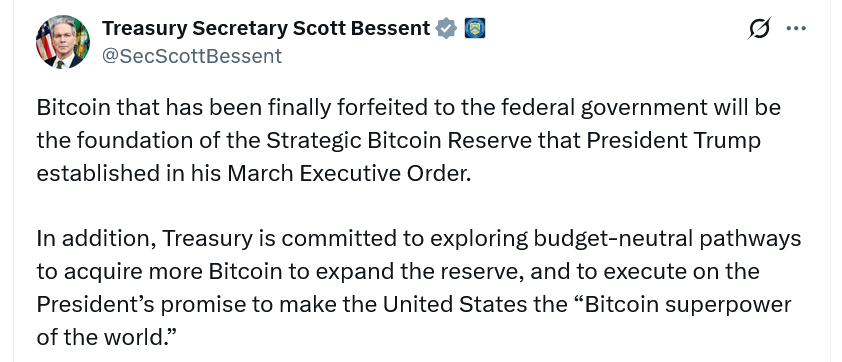 US Treasury’s Scott Bessent backpedals: Bitcoin buying still possible image 0