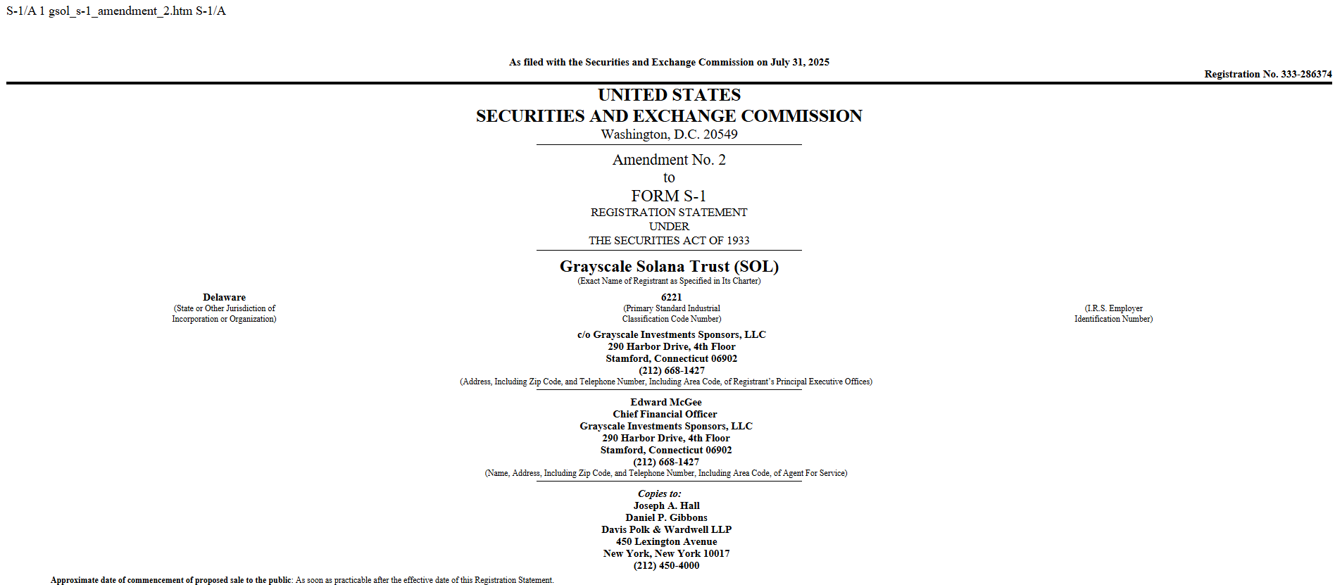 Emisores de ETF Spot de Solana presentan solicitudes S-1 modificadas image 0
