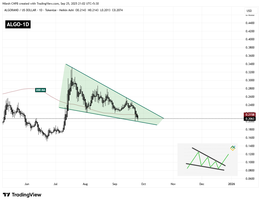 Algorand (ALGO) testa suporte chave – Este padrão desencadeará uma recuperação? image 1