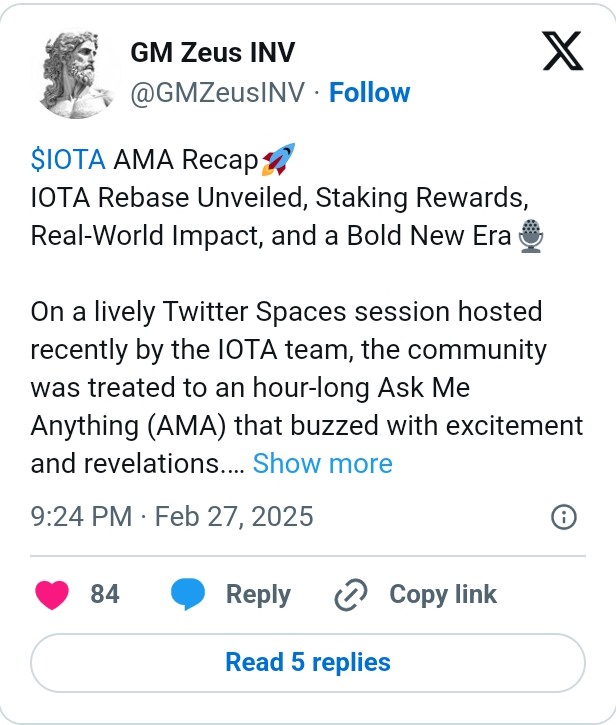 IOTA-AMA: Präsentation von Rebase, Staking Rewards und RWA-Adoption