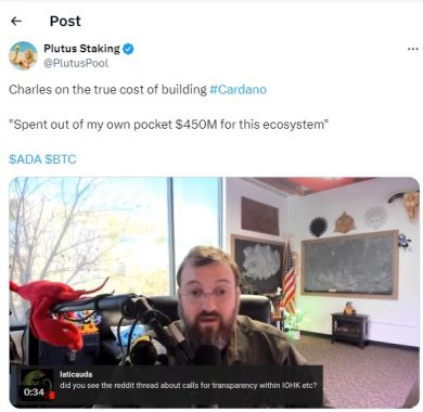 Чарльз Хоскинсон заявил, что потратил $450 млн своих денег на Cardano image 0