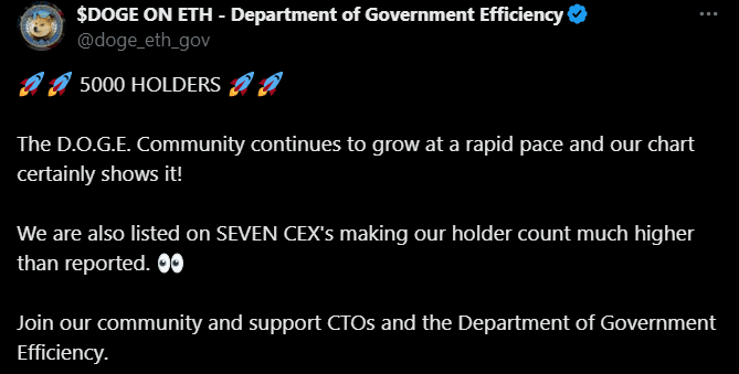 Most Trending Cryptocurrencies on Ethereum – Zegent AI, NYX CIPHER, Department Of Government Efficiency image 3