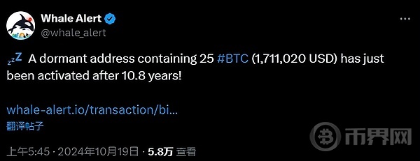 随着比特币价格飙升 沉寂已久的比特币鲸鱼十年后再次浮出水面 image 0