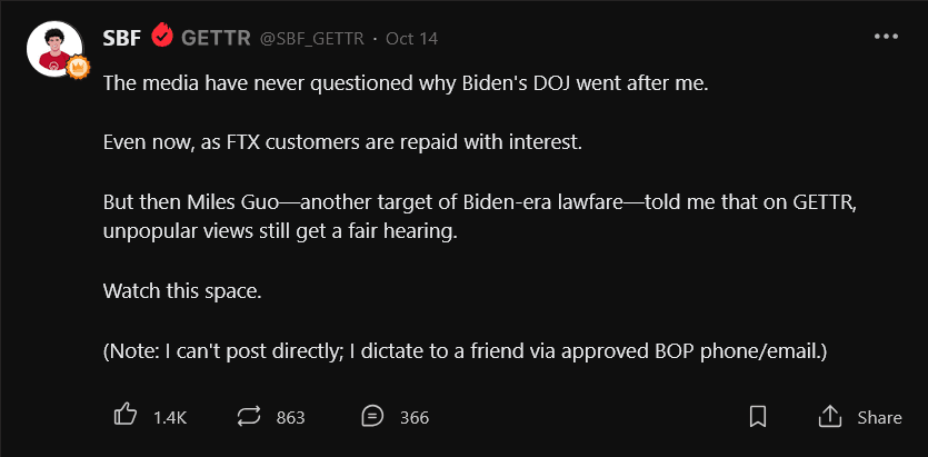 Sam Bankman-Friedは自身の逮捕についてBiden政権を非難 image 1