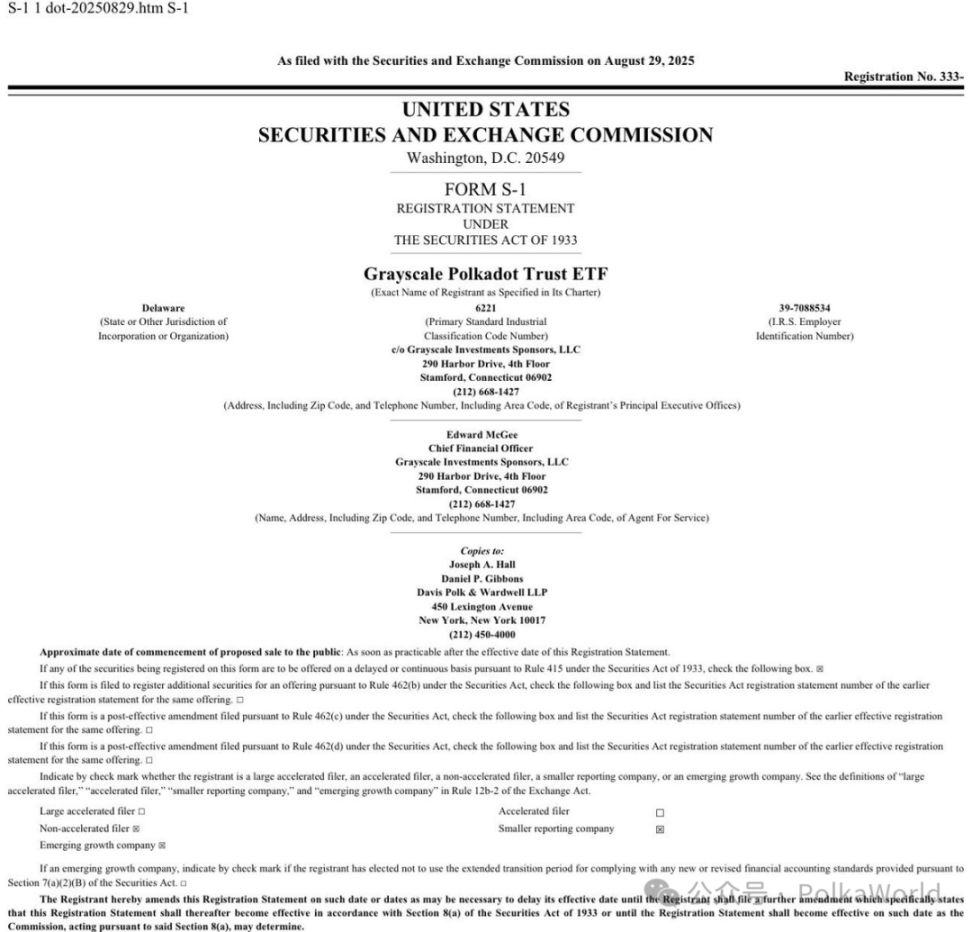 波卡周報 | Grayscale 提交 Polkadot ETF S-1 文件！Gavin 將直播分享對 DOT 經濟改革的最新思考 image 1
