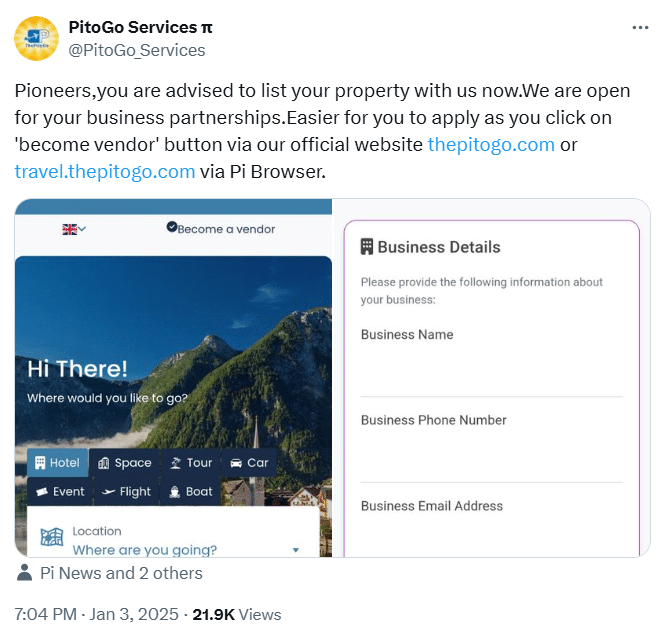 Pi Network’s PitoGo Invites Property Owners for Partnerships image 1