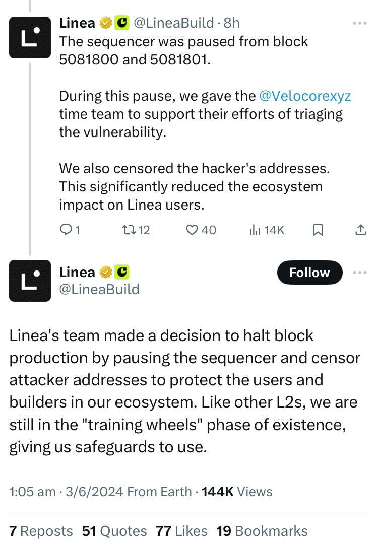 Остановка блокчейна Linea подчеркивает медленную децентрализацию Ethereum L2s image 0