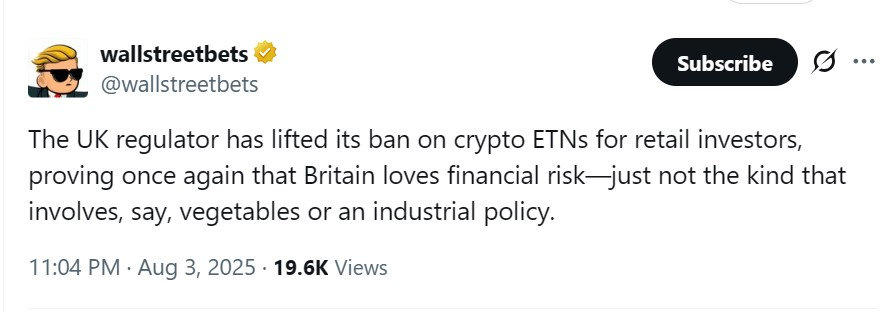 UK u-turn on retail access to crypto ETNs signals push to become crypto hub image 0