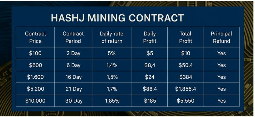 Bitcoin, Ethereum, and USDT Mining: Hashj Cloud Mining Poised to Lead the Cryptocurrency Landscape