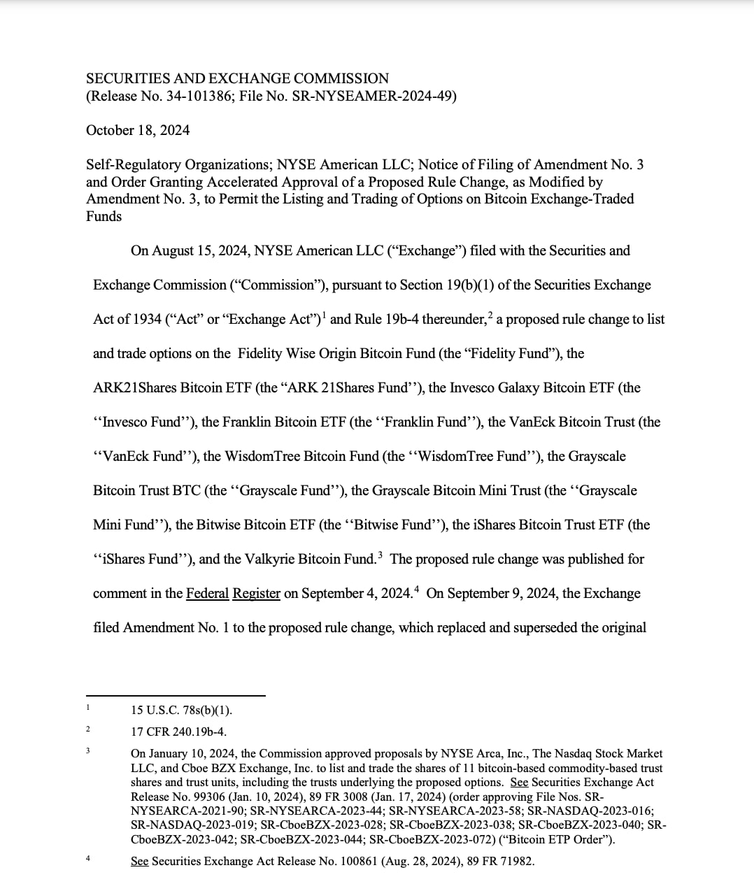 SEC chấp thuận các Quỹ Bitcoin ETF quyền chọn trên NYSE và CBOE image 1