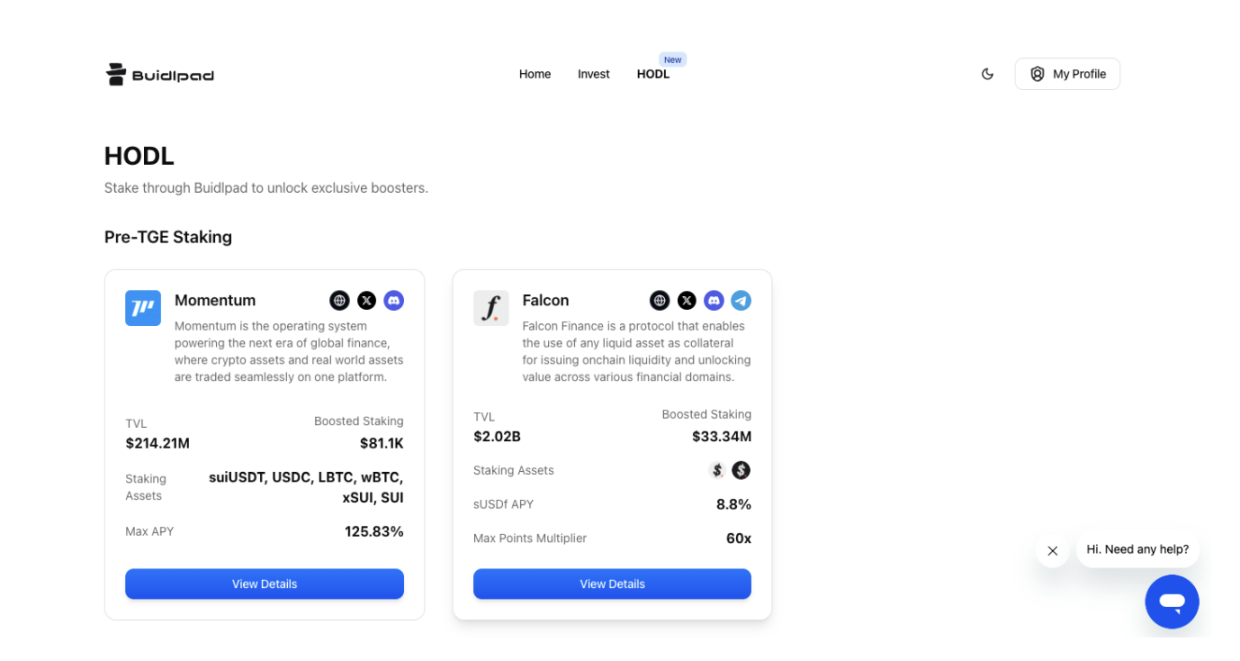 Momentum nakipagtulungan sa BuidlPad upang ilunsad ang HODL earning event, na may pinakamataas na taunang kita na maaaring umabot ng 155% image 1