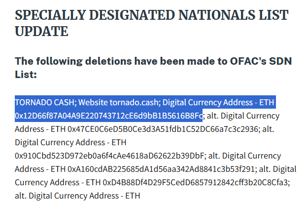 Tornado Cash Removed from U.S. Sanctions List image 0