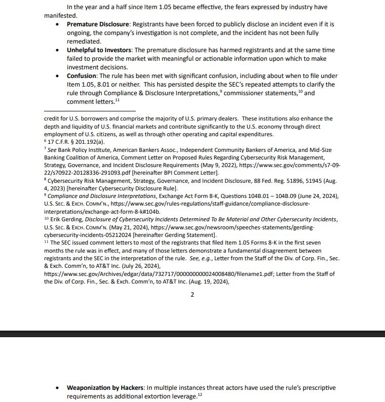U.S. Banking Groups Urge SEC to Scrap Cyber Disclosure Rule, Citing National Security Risks image 1