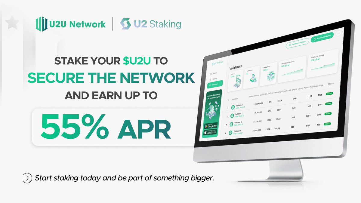 U2Staking hiện đã chính thức mở, những người nắm giữ $U2U có thể stake token gốc U2U