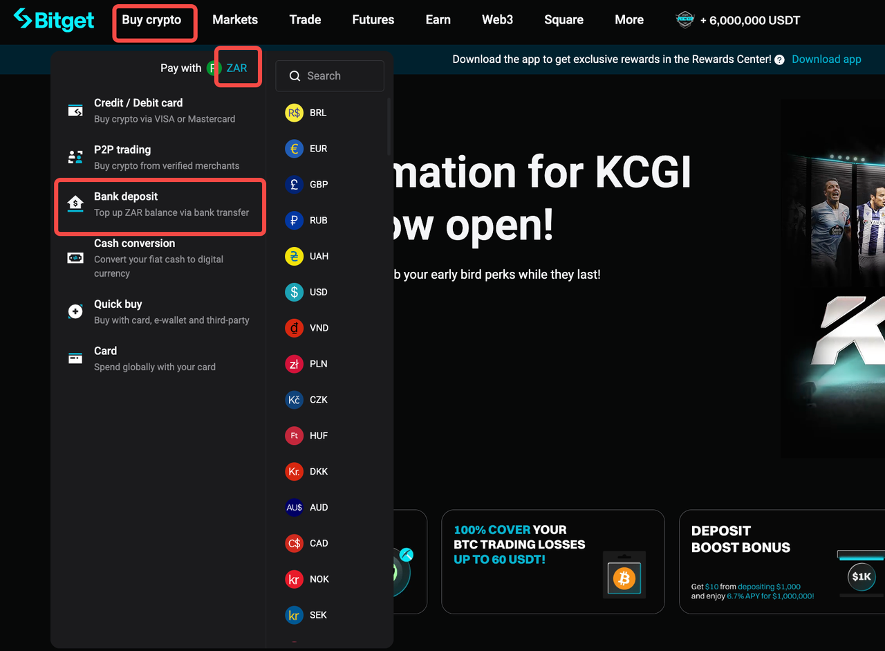 How to Withdraw ZAR on Bitget Website? image 0