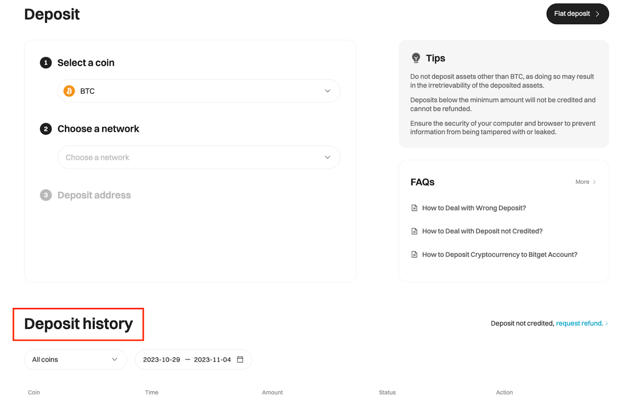 Bitget Website Crypto Deposit Tutorial image 4