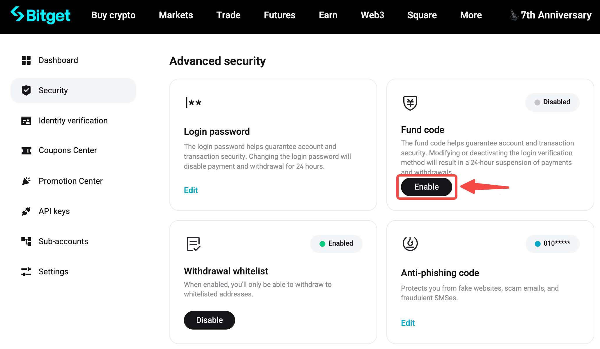 ¿Cómo configurar la contraseña de fondos para mi cuenta de Bitget? - Guía para el sitio web image 0