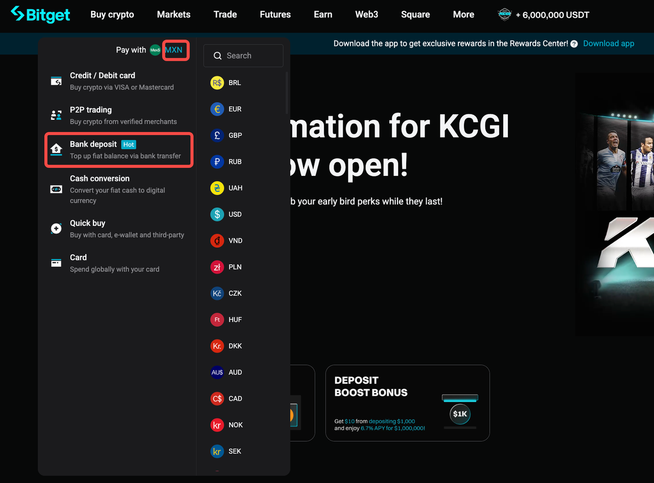 How to Deposit LATAM Currencies on Bitget Website? image 0