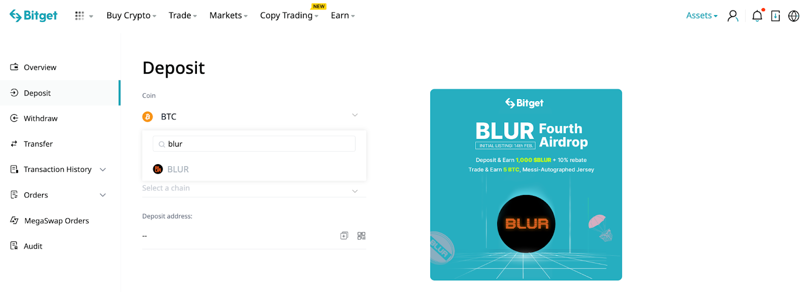 Bitget x BLUR: Exclusive Deposit Campaigns & Tutorial image 4