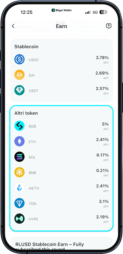 Guadagna con Bitget Wallet – Come ottenere un APY dal 2% al 6% sulle tue crypto image 3