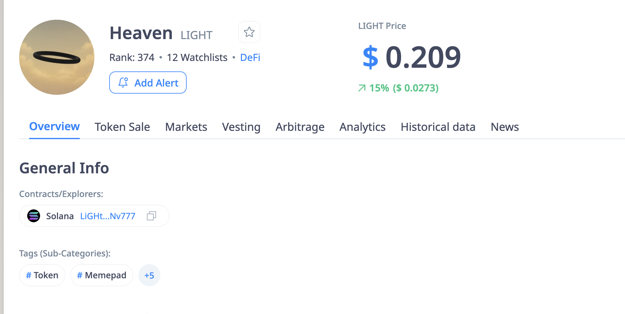 What is Heaven ($LIGHT)? Community-Driven Token With Deflationary Model on Solana image 1