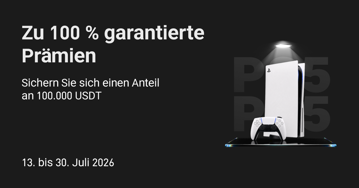 Zu 100 % garantierte Prämien: Sichern Sie sich einen Anteil an 100.000 USDT