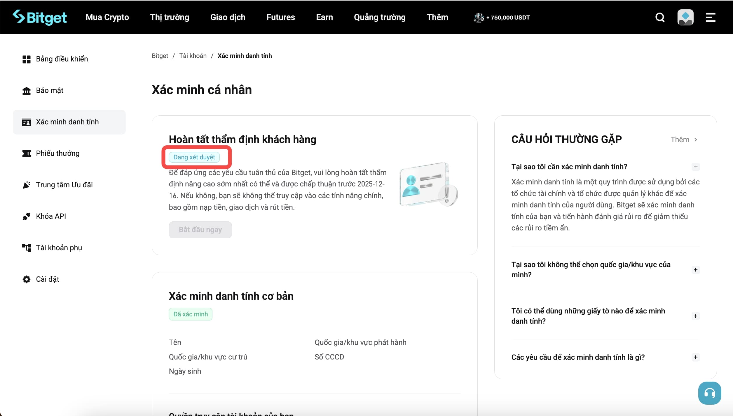 Cách hoàn tất quy trình Thẩm định nâng cao (EDD) cho tài khoản Bitget - Hướng dẫn website