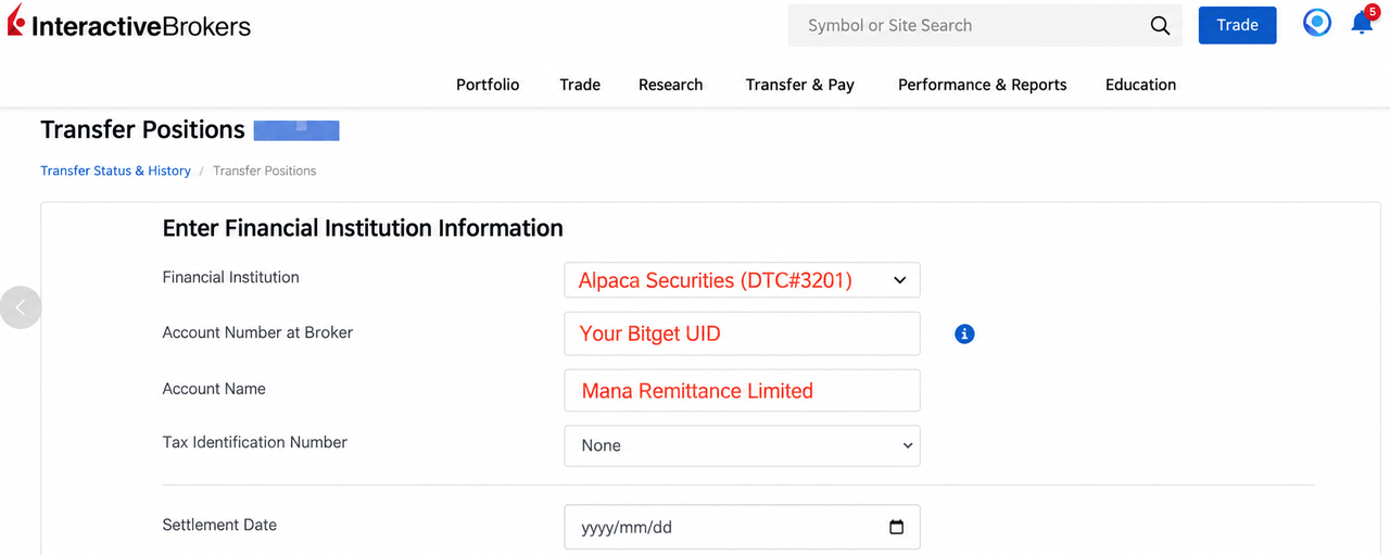 Comment transférer des actions de Tiger Brokers vers les rToken de Bitget