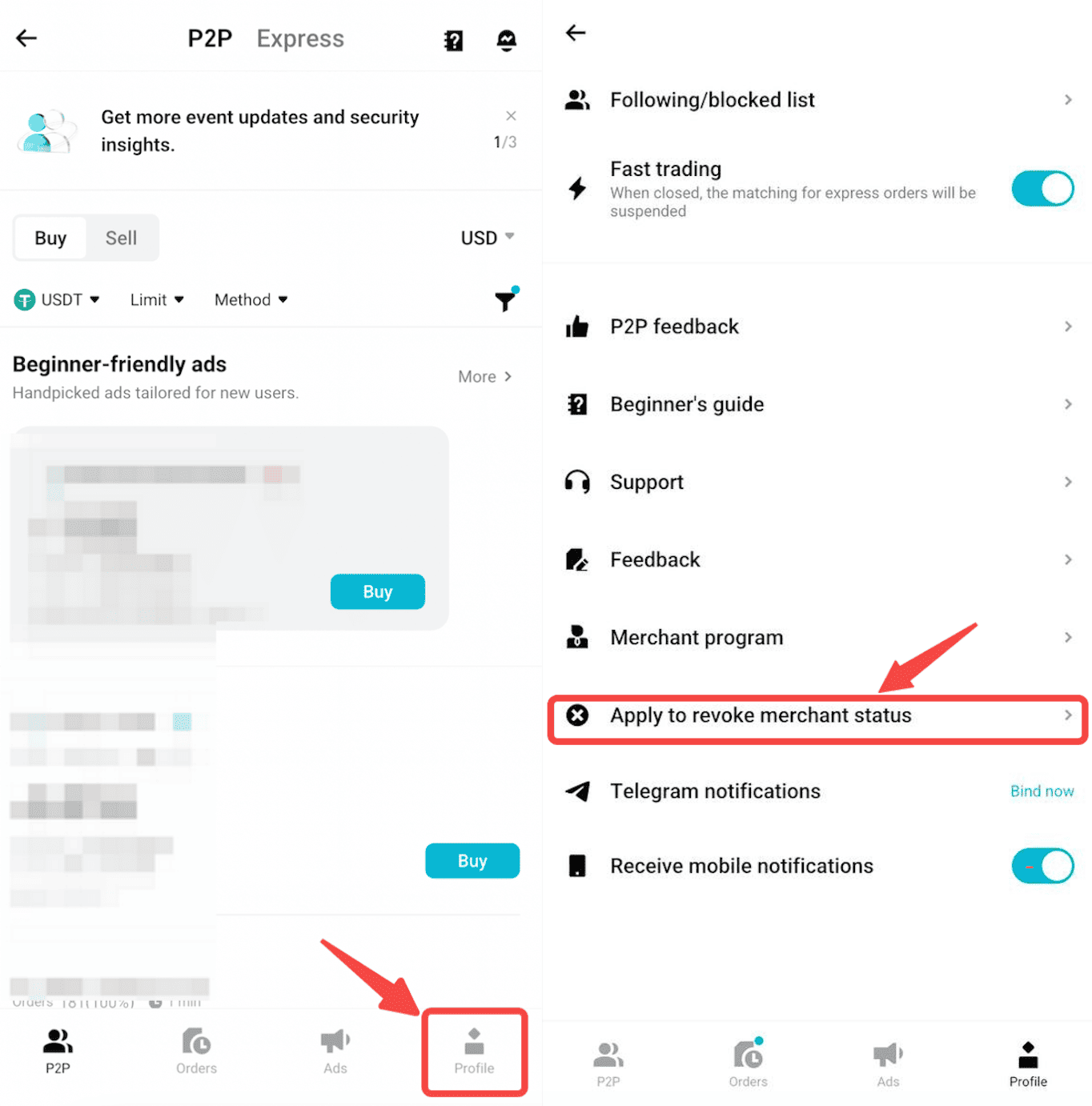 How to Revoke My P2P Merchant Status? - Mobile App Guide