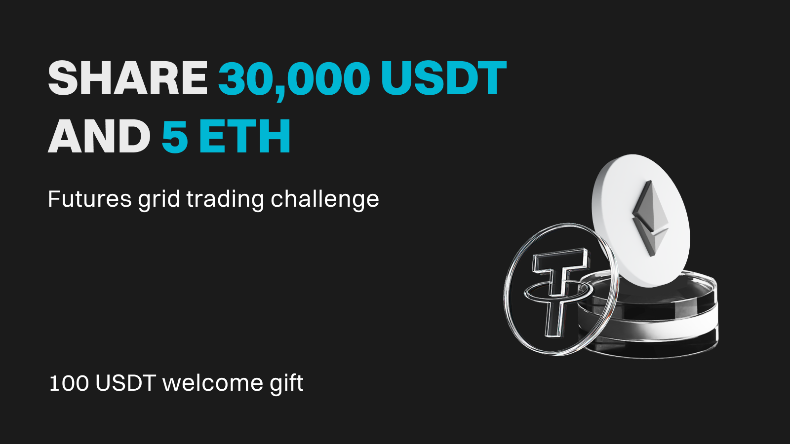Futures grid trading challenge: Share 30,000 USDT and 5 ETH in airdrops image 0