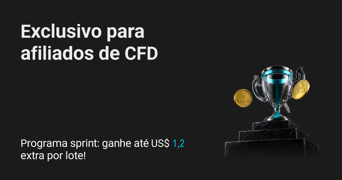 Promoção de CFD exclusiva para afiliados: classificação sprint — ganhe até US$ 1,2 a mais por lote!