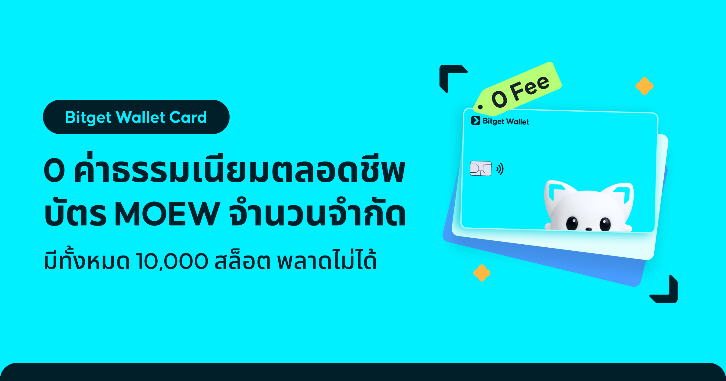 Bitget Wallet Card กำลังอัปเกรด: ฟรีค่าธรรมเนียมตลอดชีพ พร้อมบัตร MOEW สุดเอ็กซ์คลูซีฟ!