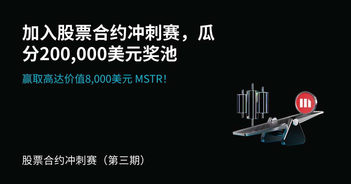 股票合约冲刺赛(第三期):交易热门股票合约,瓜分 $200,000 等额MSTR币股;单人最高独享$8,000 MSTR! image 0