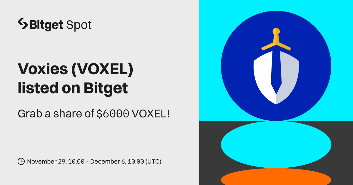 Voxies (VOXEL) will be listed on Bitget. Come and grab a share of $6,000 worth of VOXEL! image 0