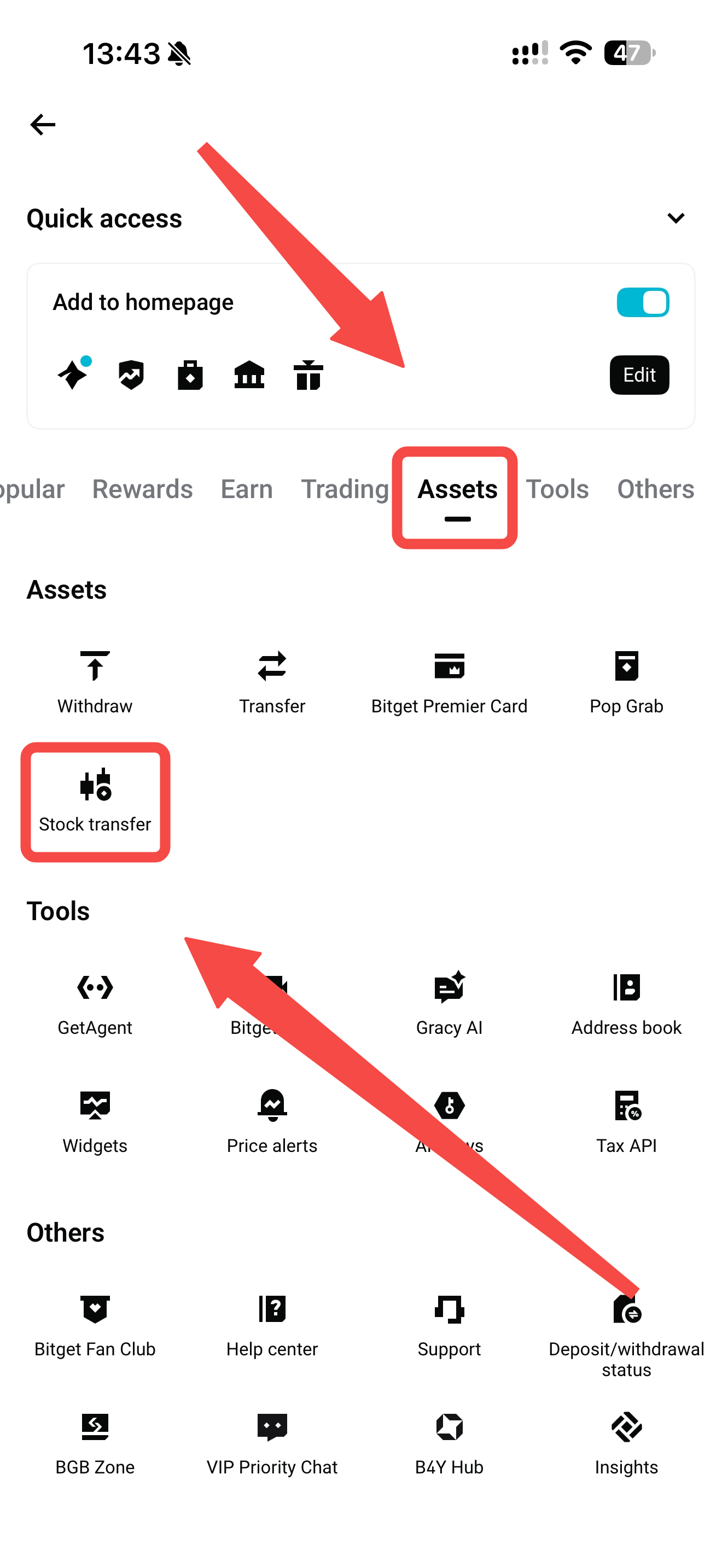 Comment transférer des actions de Tiger Brokers vers les rToken de Bitget