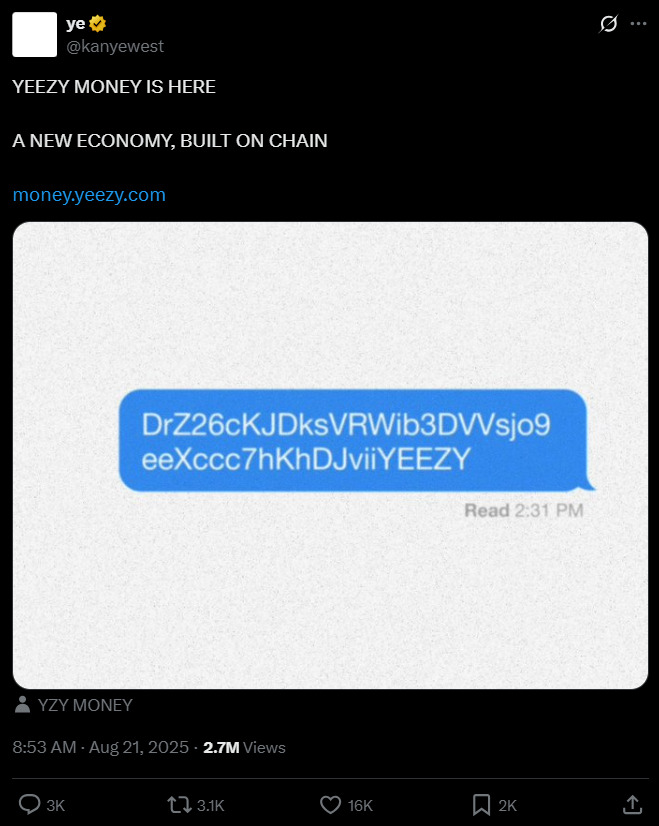 What Is Yeezy Money (YZY)? Kanye West’s Memecoin on Solana and Its Price Projection image 1