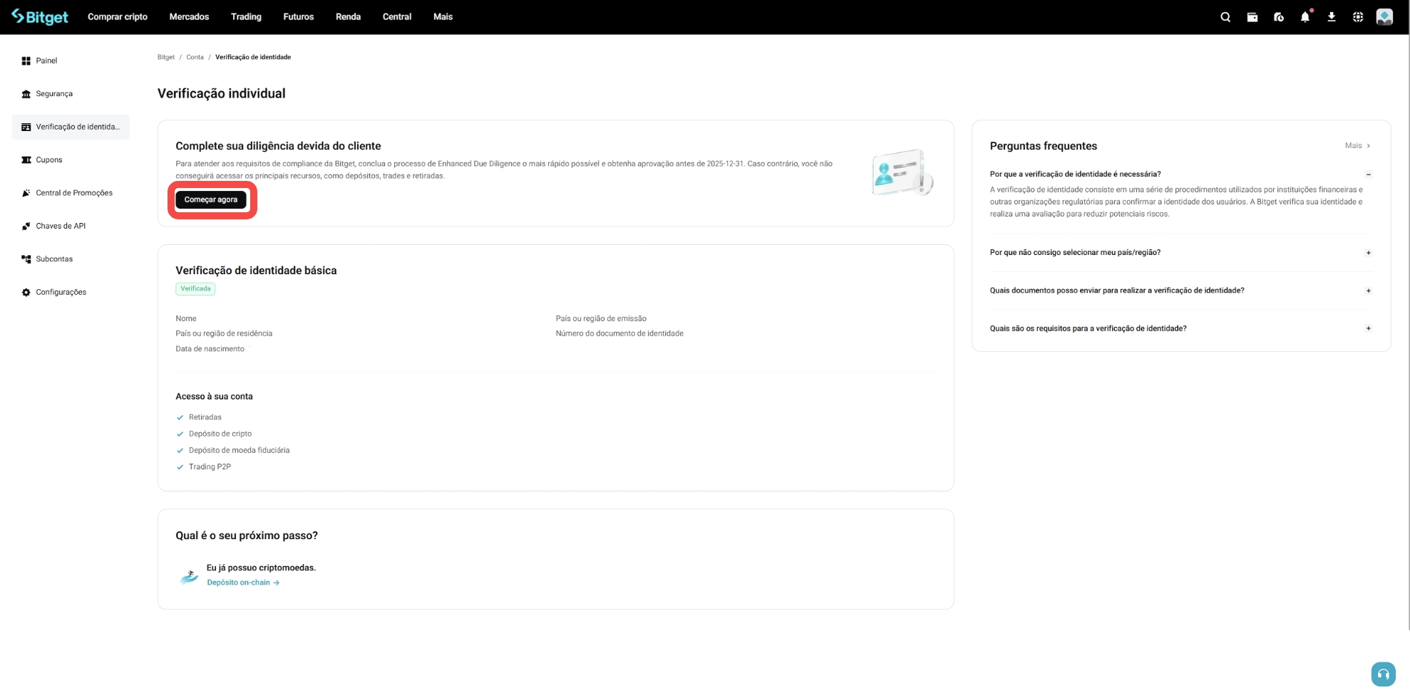 Como concluir a Enhanced Due Diligence (EDD) da minha conta Bitget? – Guia do site