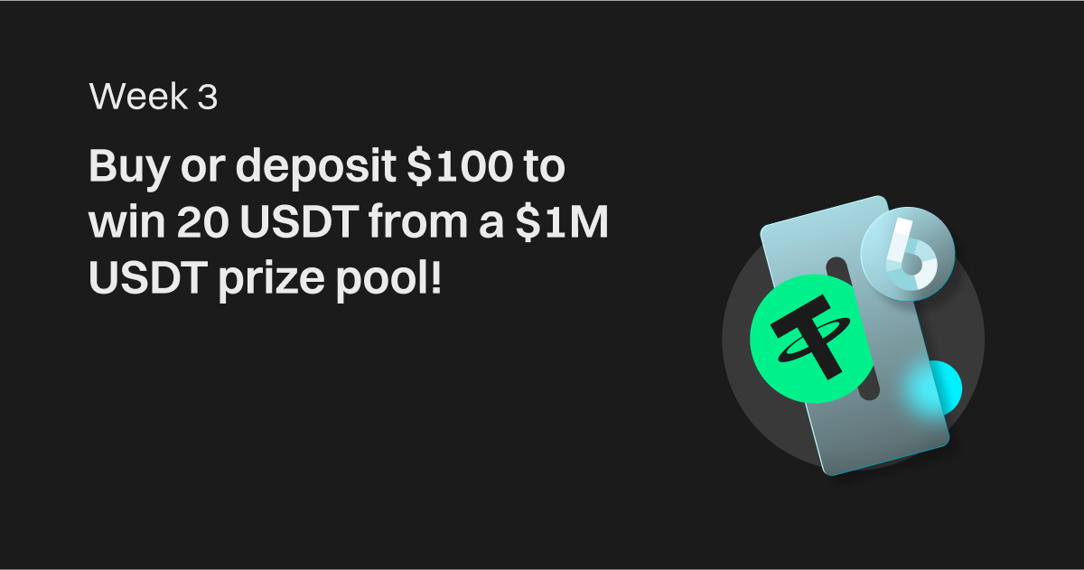 Week 3: Buy or deposit $100 to win 20 USDT from a $1M USDT prize pool! image 0