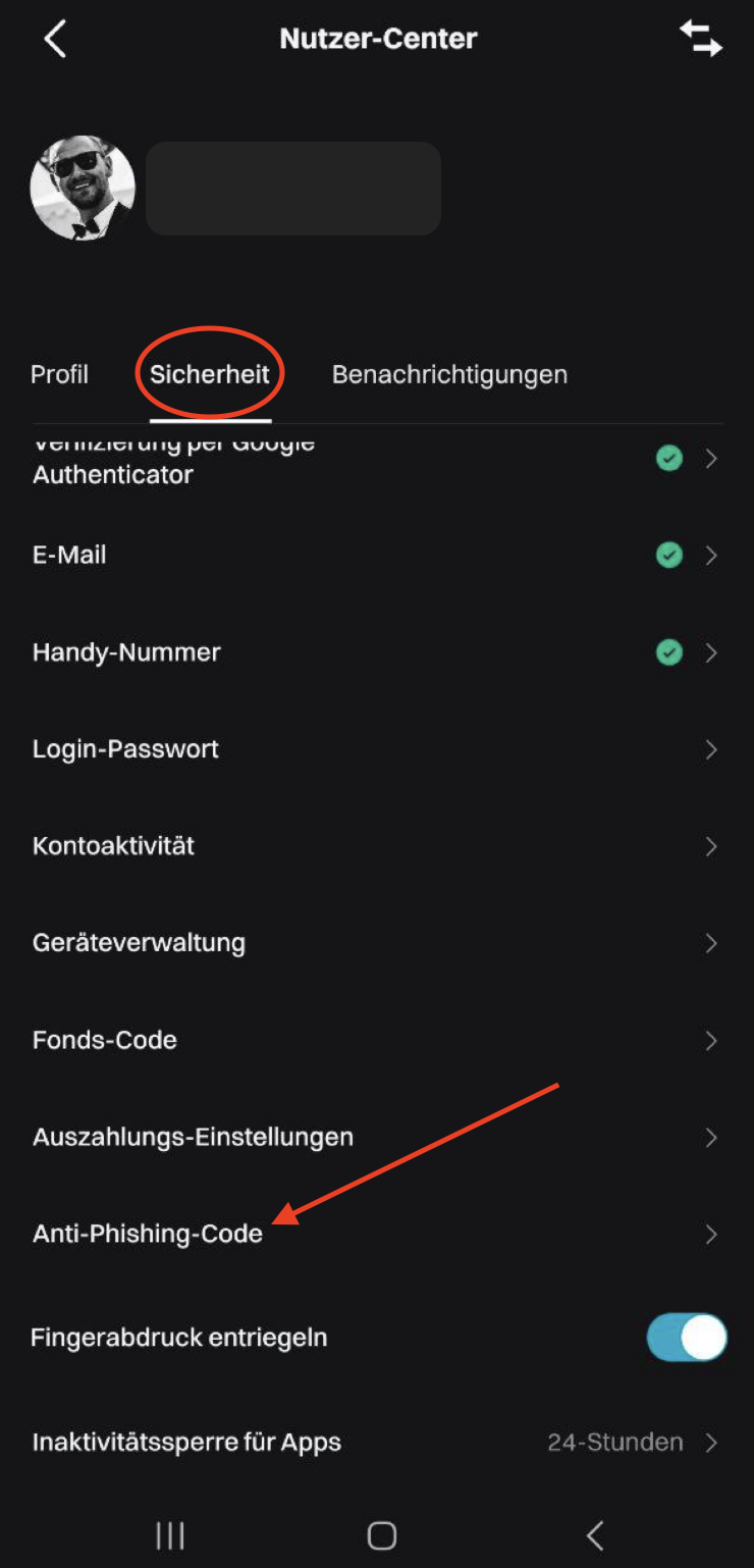 Einstellen von Anti-Phishing-Codes zur Sicherung Ihres Kontos image 3